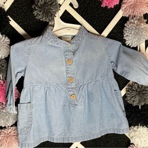 BABY GIRL DENIM LONG SLEEVE TOP | NEWBORN